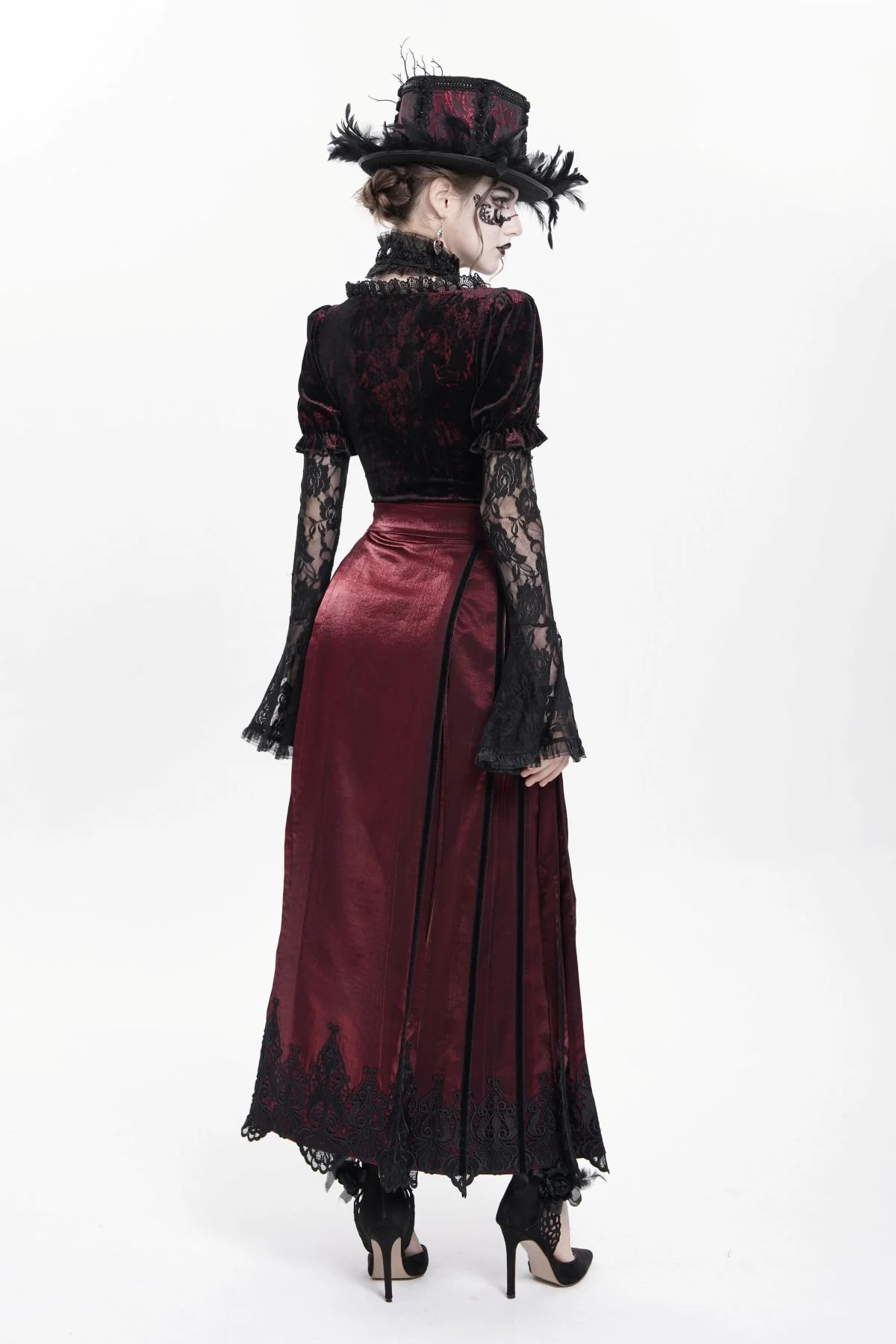 Moonlit Sanctuary – Lace Hem Long Skirt - Image 8