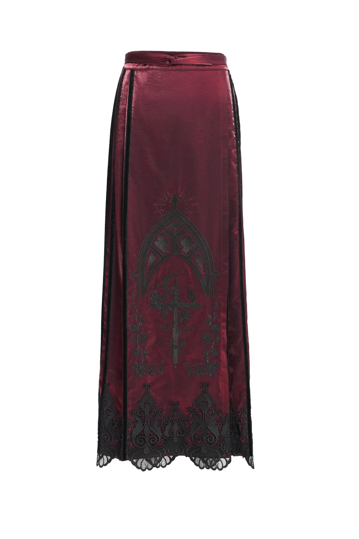 Moonlit Sanctuary – Lace Hem Long Skirt - Image 9
