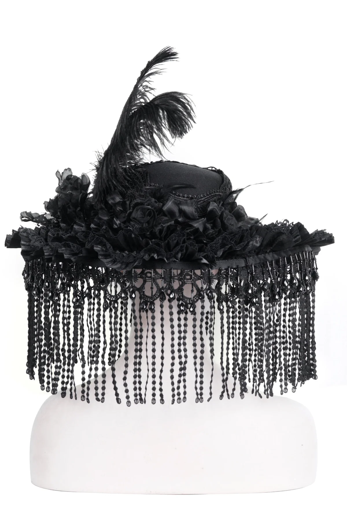 Noir Opera – Feathered Victorian Hat - Image 2