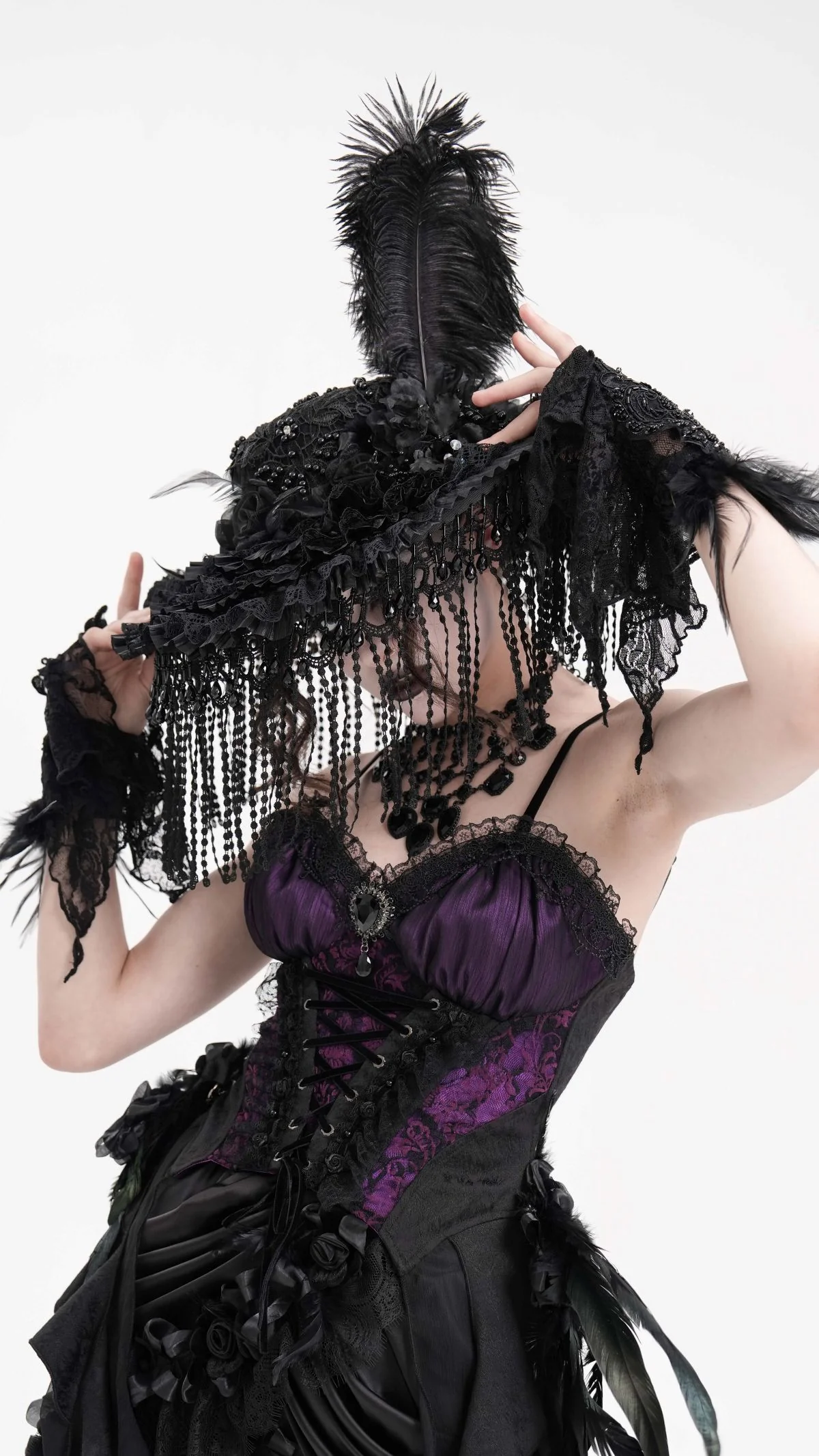 Noir Opera – Feathered Victorian Hat - Image 3