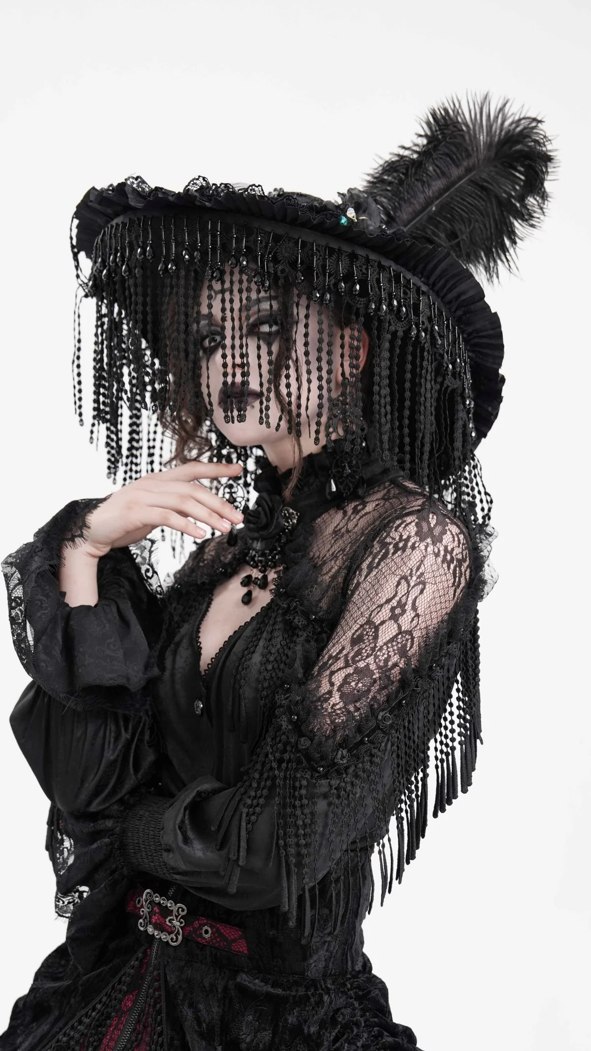 Noir Opera – Feathered Victorian Hat - Image 4