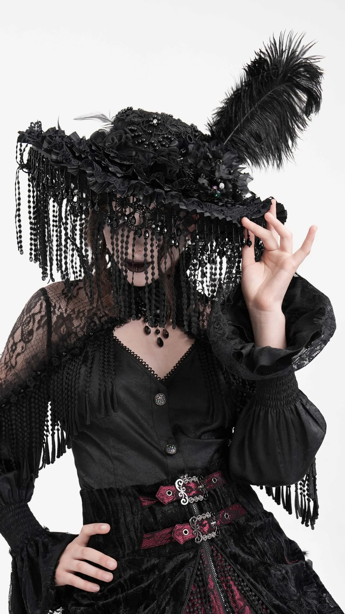 Noir Opera – Feathered Victorian Hat - Image 5