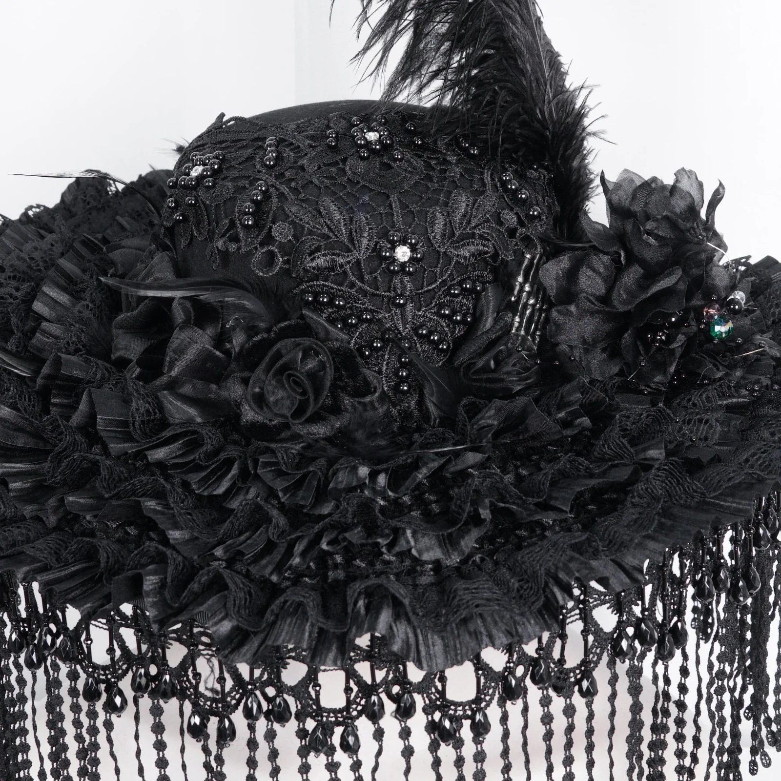 Noir Opera – Feathered Victorian Hat - Image 7