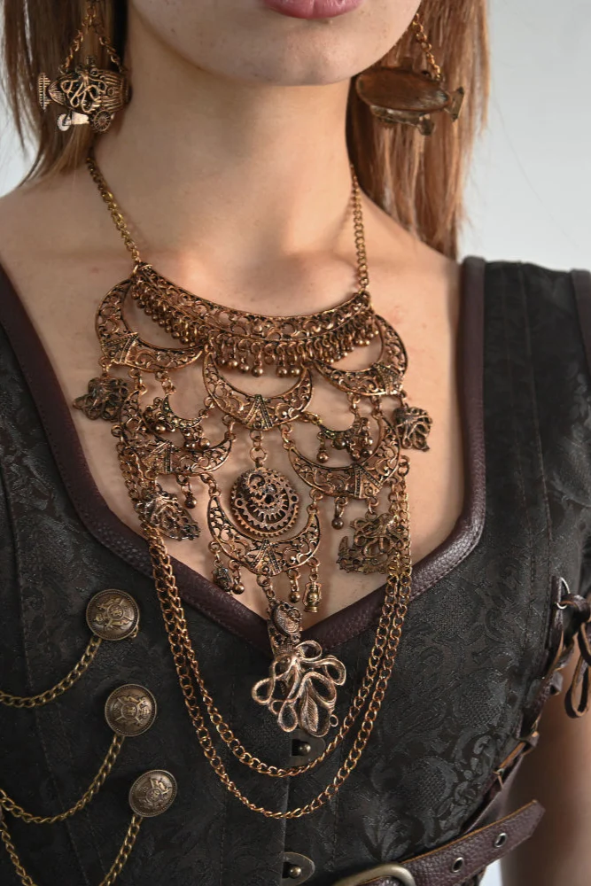Oculus Noctis - Steampunk Necklace & Earring Set