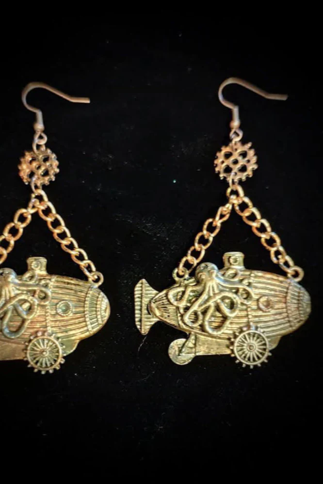 Oculus Noctis - Steampunk Necklace & Earring Set - Image 4