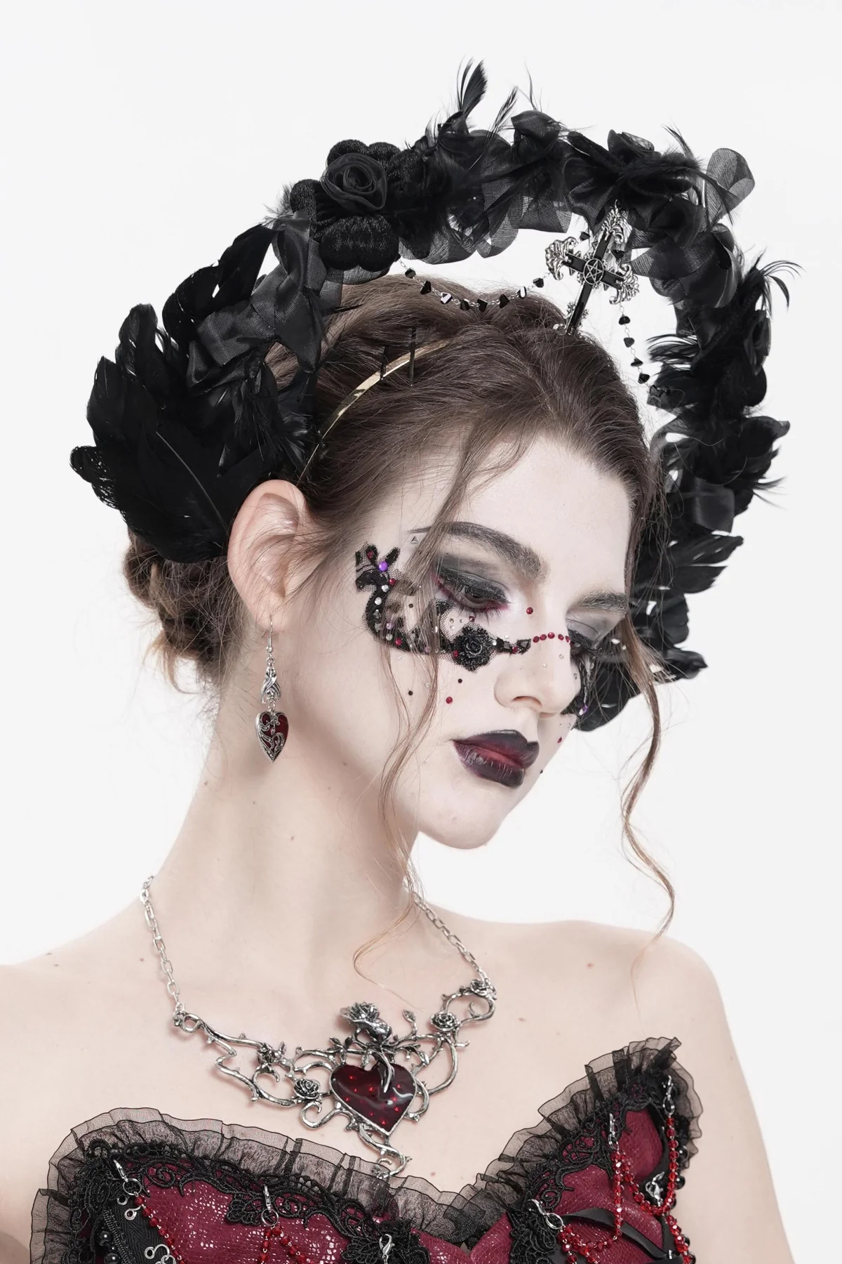 Belea - Gothic Feather Headpiece - Image 3
