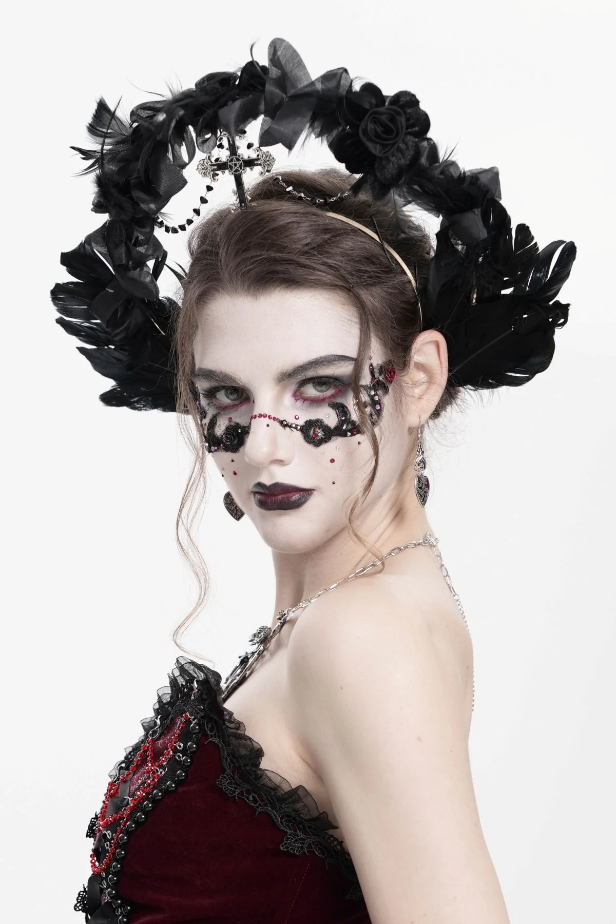 Belea - Gothic Feather Headpiece - Image 4