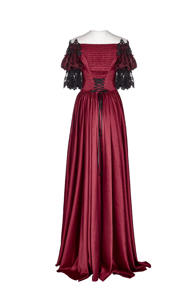 Red Gothic Off-Shoulder Ball Gown - Image 4