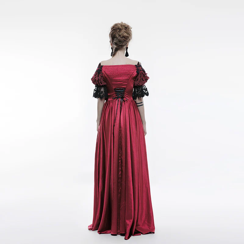 Red Gothic Off-Shoulder Ball Gown - Image 5