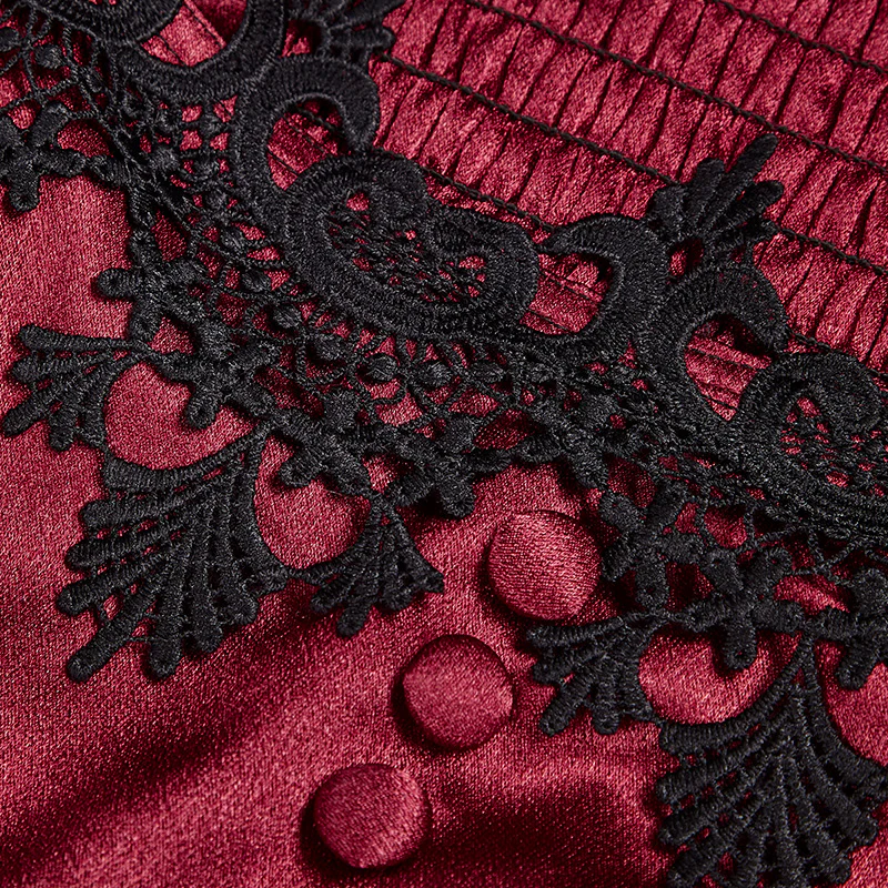 Red Gothic Off-Shoulder Ball Gown - Image 6