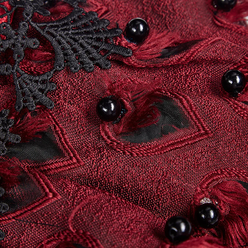 Red Gothic Off-Shoulder Ball Gown - Image 7