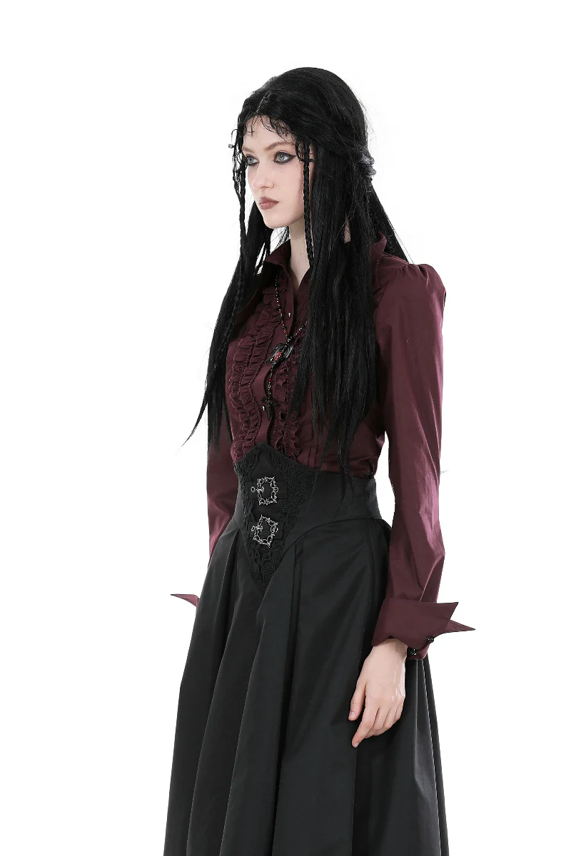 Lady Anabel Red Ruffled Blouse - Image 3
