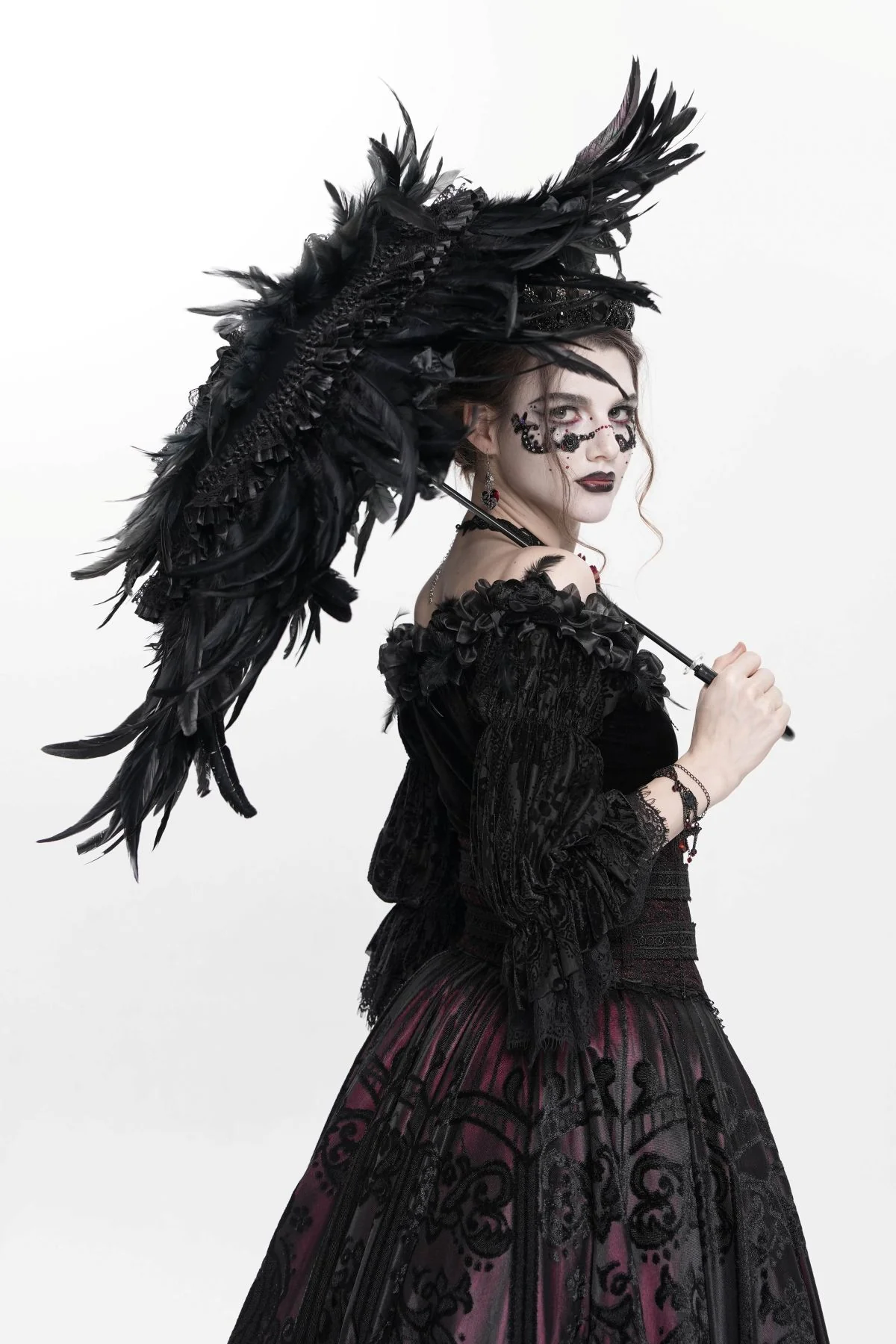 Shadow Crown – Black Feather Gothic Parasol