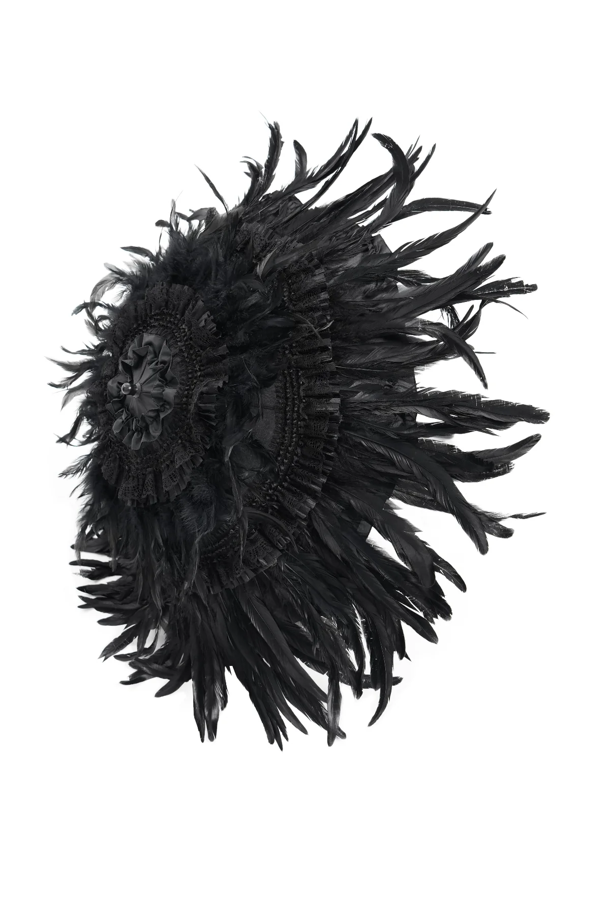 Shadow Crown – Black Feather Gothic Parasol - Image 6
