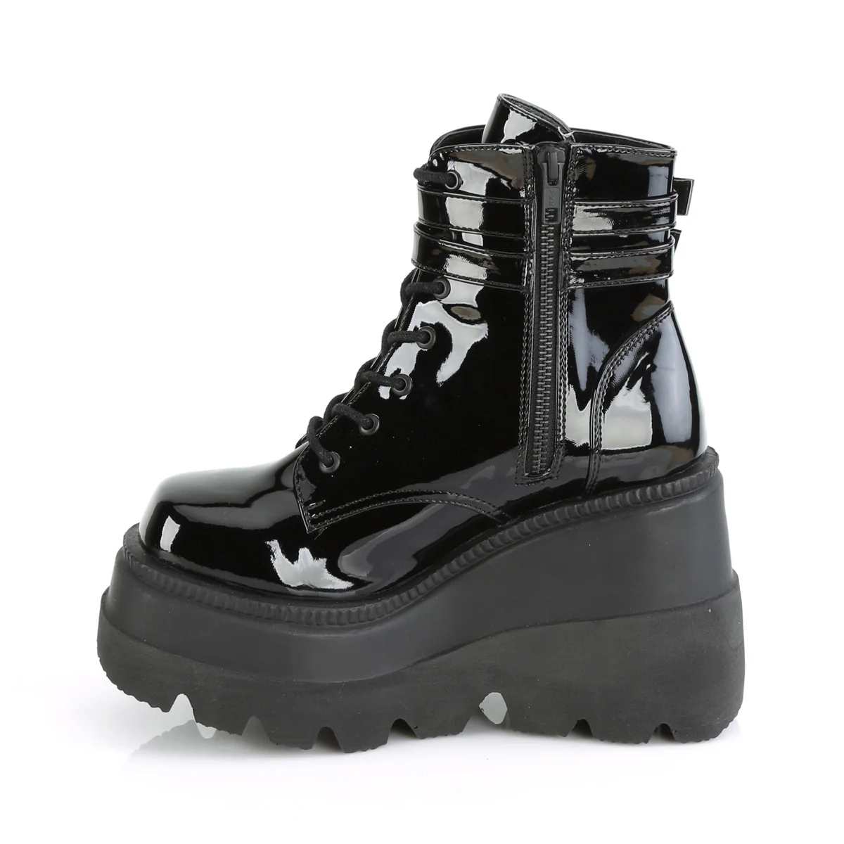 Shaker-52 Black Patent Spectrum Wedge Platform Boots - Image 4