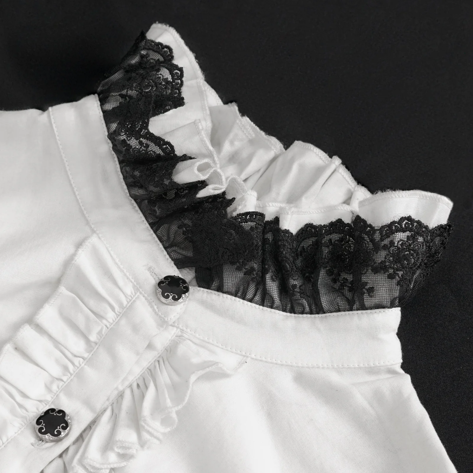 Belladonna Rhapsody - Victorian Jabot Blouse in White - Image 10