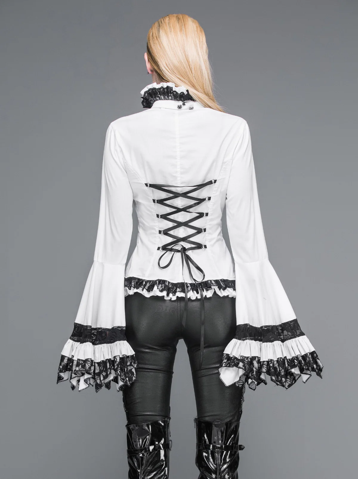 Belladonna Rhapsody - Victorian Jabot Blouse in White - Image 4