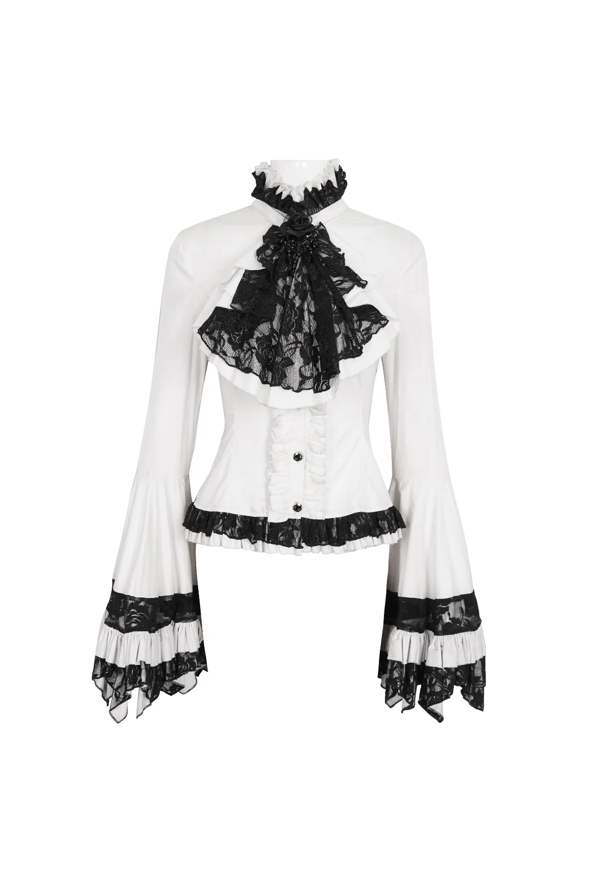 Belladonna Rhapsody - Victorian Jabot Blouse in White - Image 6