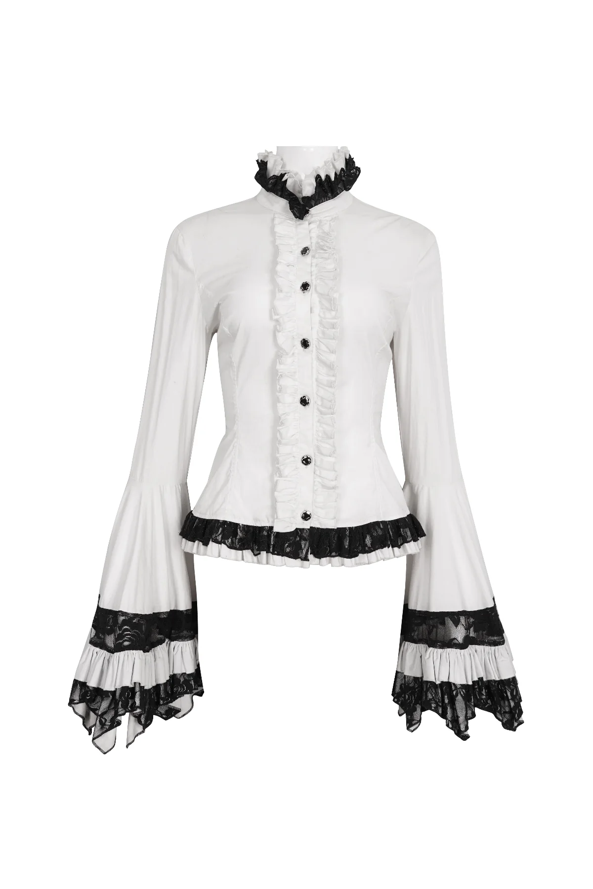 Belladonna Rhapsody - Victorian Jabot Blouse in White - Image 7