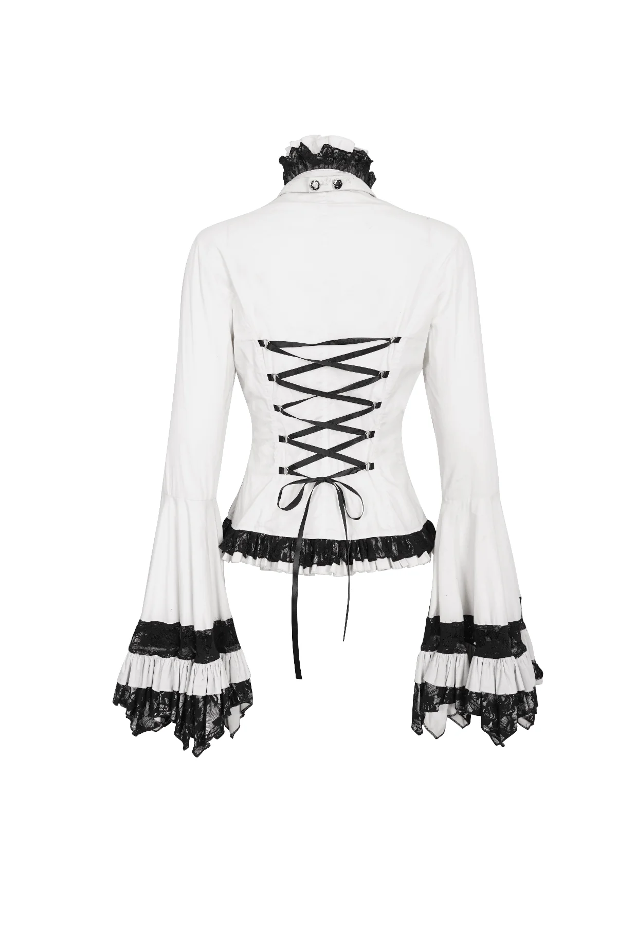 Belladonna Rhapsody - Victorian Jabot Blouse in White - Image 8