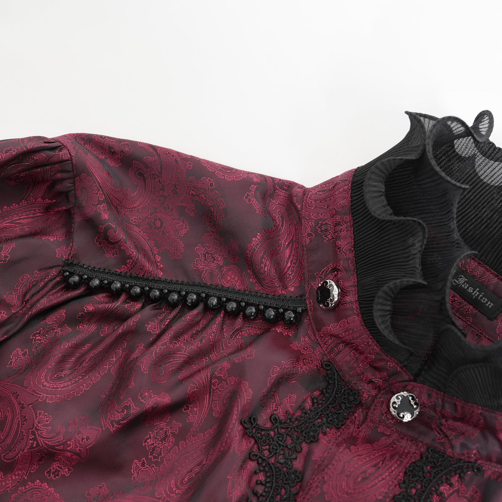 Red Satin Ruffle Shirt - Image 10
