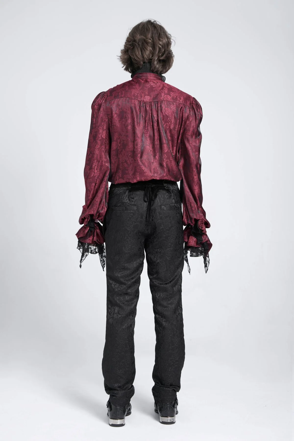 Red Satin Ruffle Shirt - Image 6