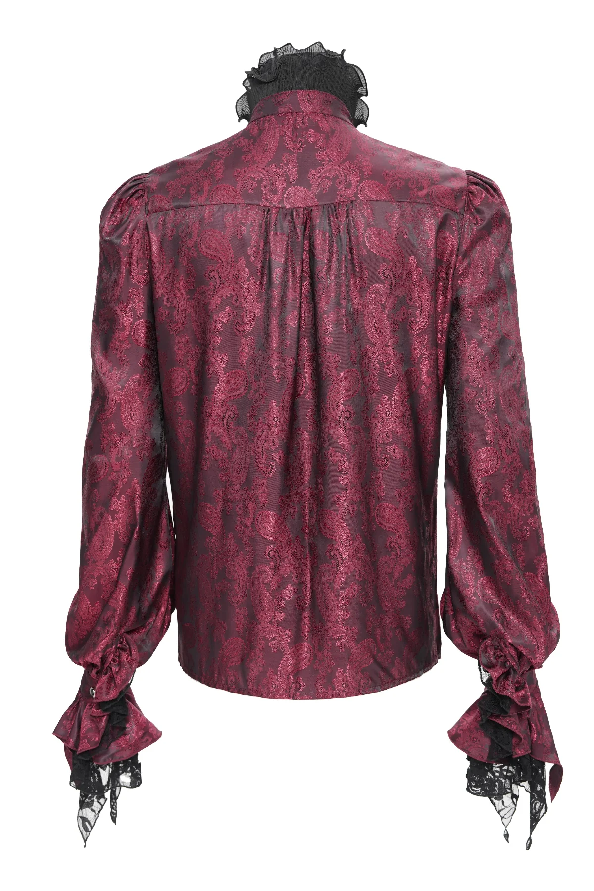 Red Satin Ruffle Shirt - Image 8