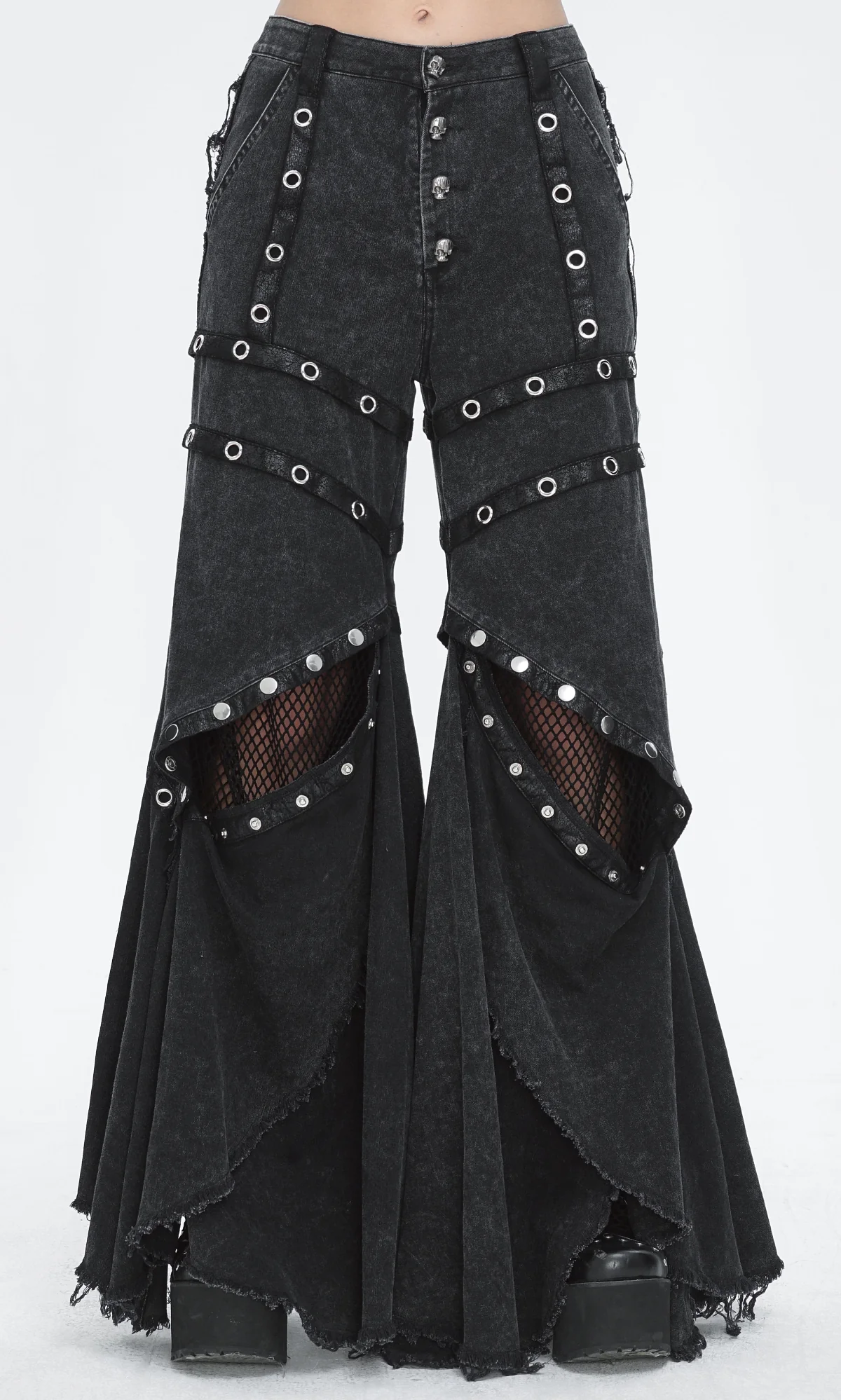 Skull Rivet Wide-Leg Trousers