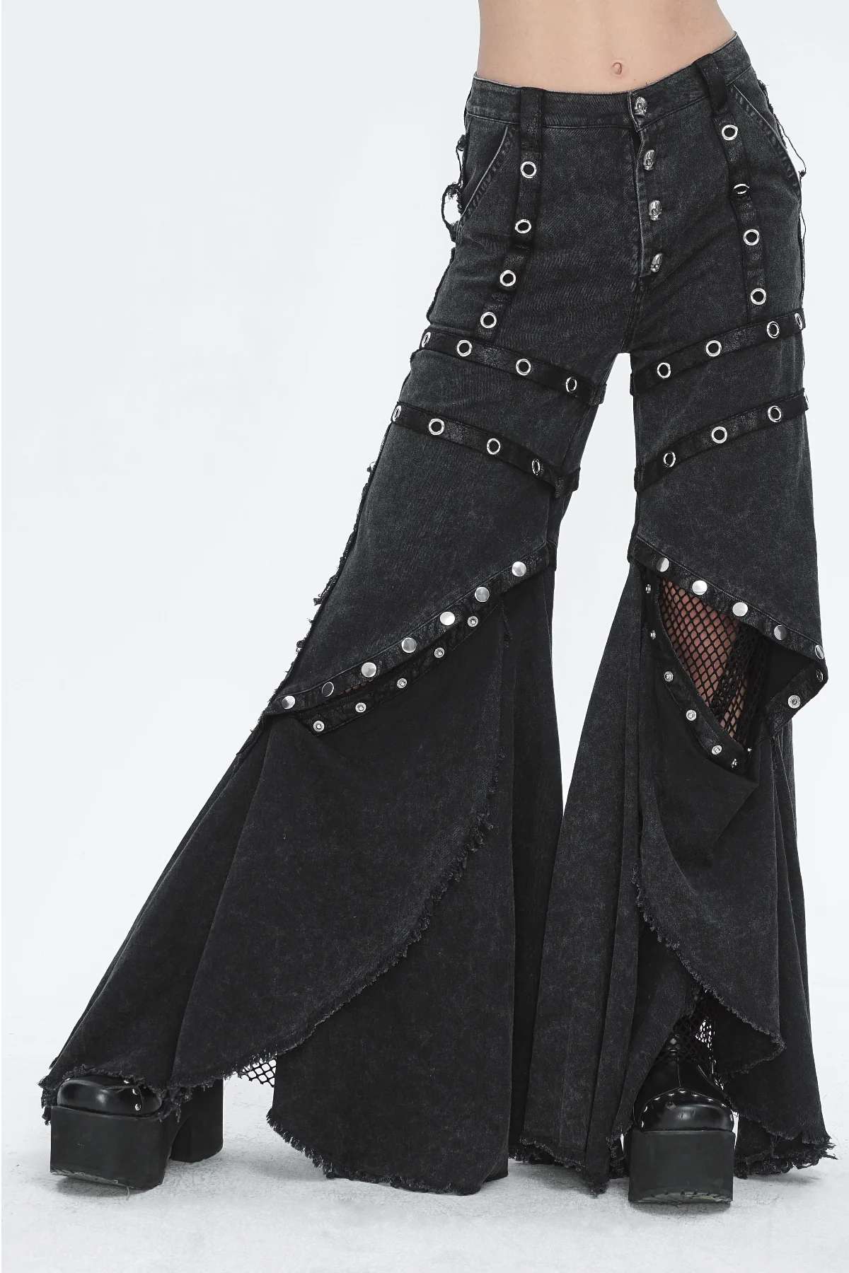 Skull Rivet Wide-Leg Trousers - Image 2