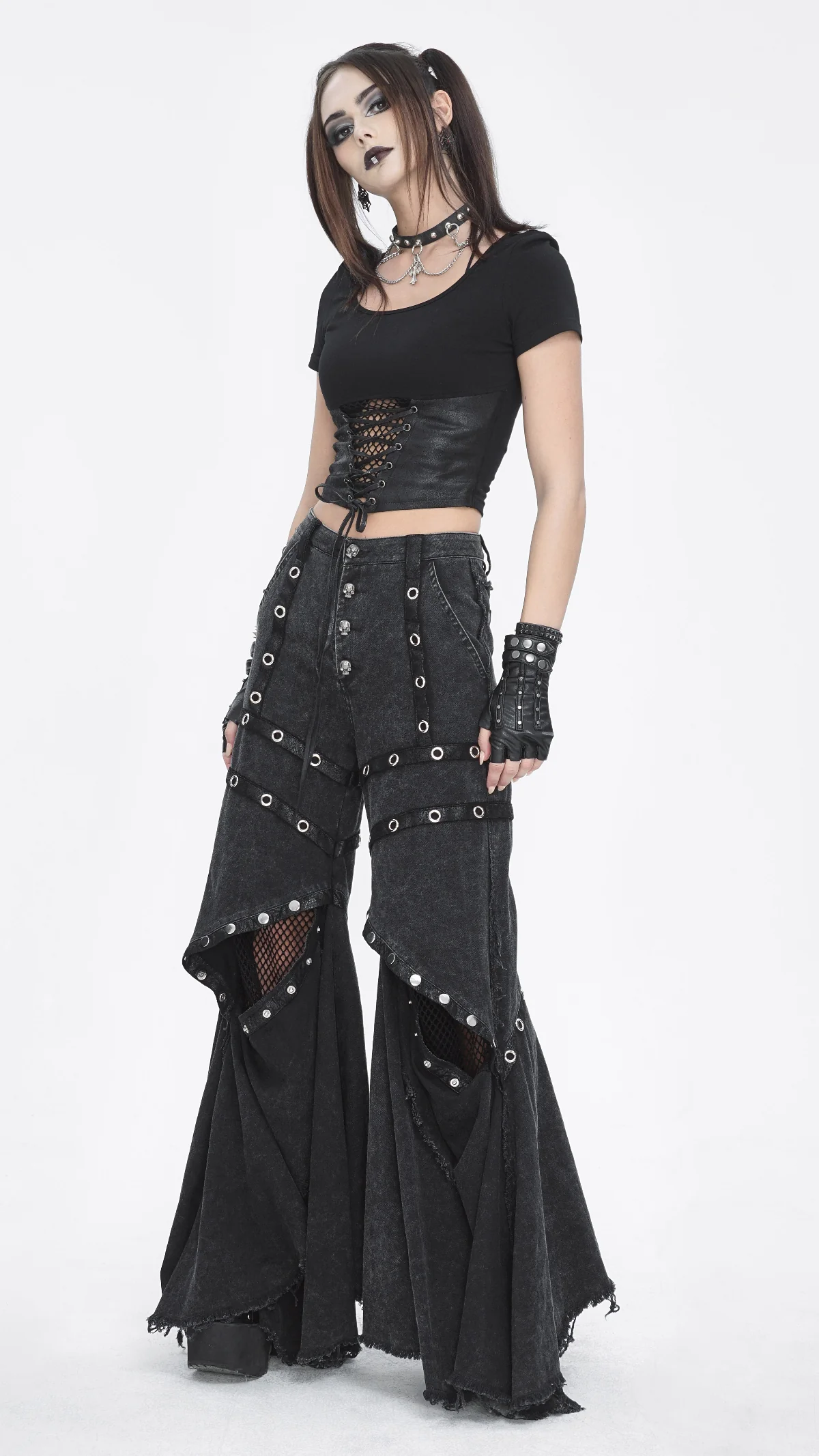 Skull Rivet Wide-Leg Trousers - Image 4