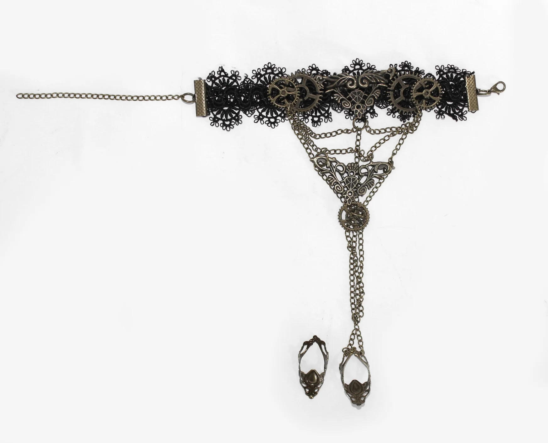 Duchess of Gears – Steampunk Bracelet Ring Chain - Image 3