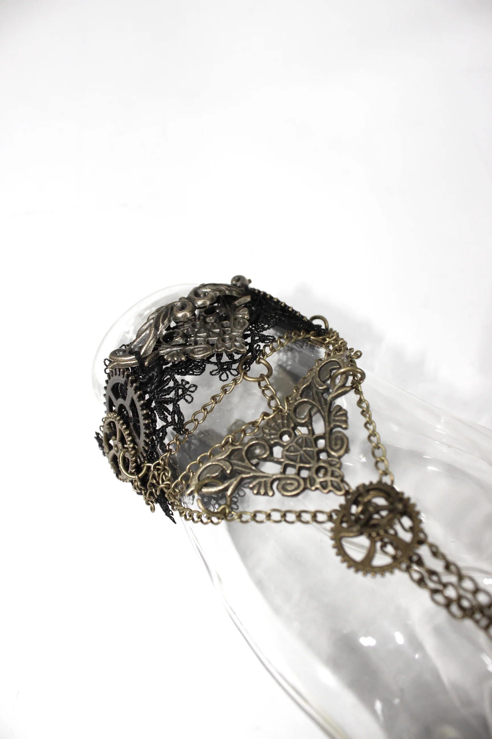 Duchess of Gears – Steampunk Bracelet Ring Chain - Image 4