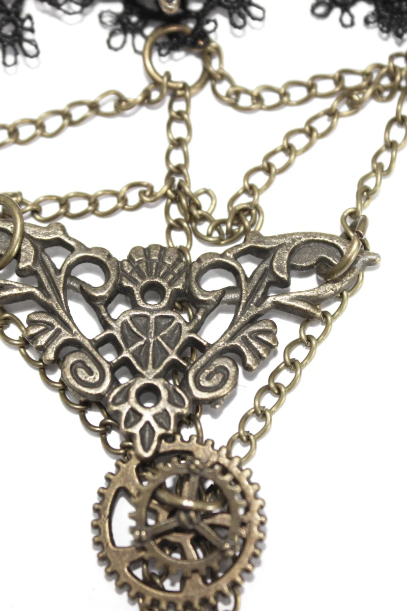 Duchess of Gears – Steampunk Bracelet Ring Chain - Image 5