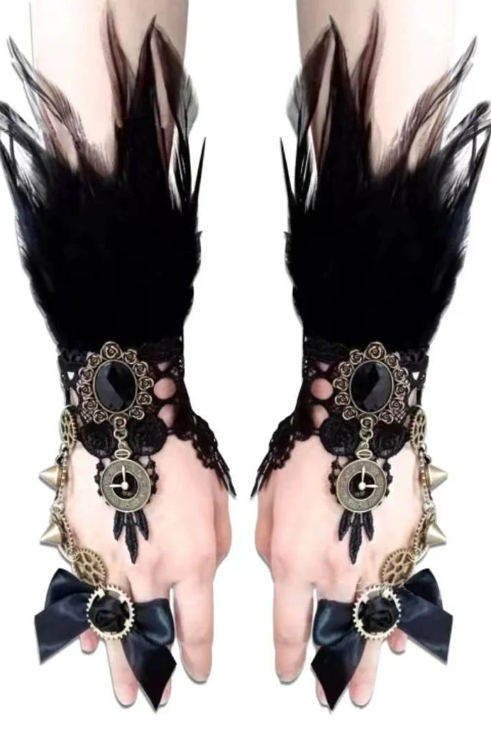 Steampunk Burlesque Hand Harness Cuffs