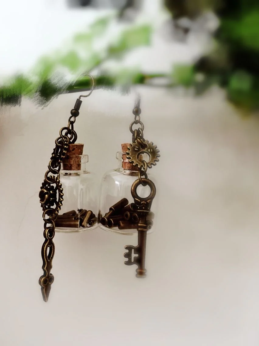 Steampunk Glass Bottle Earrings - Image 2