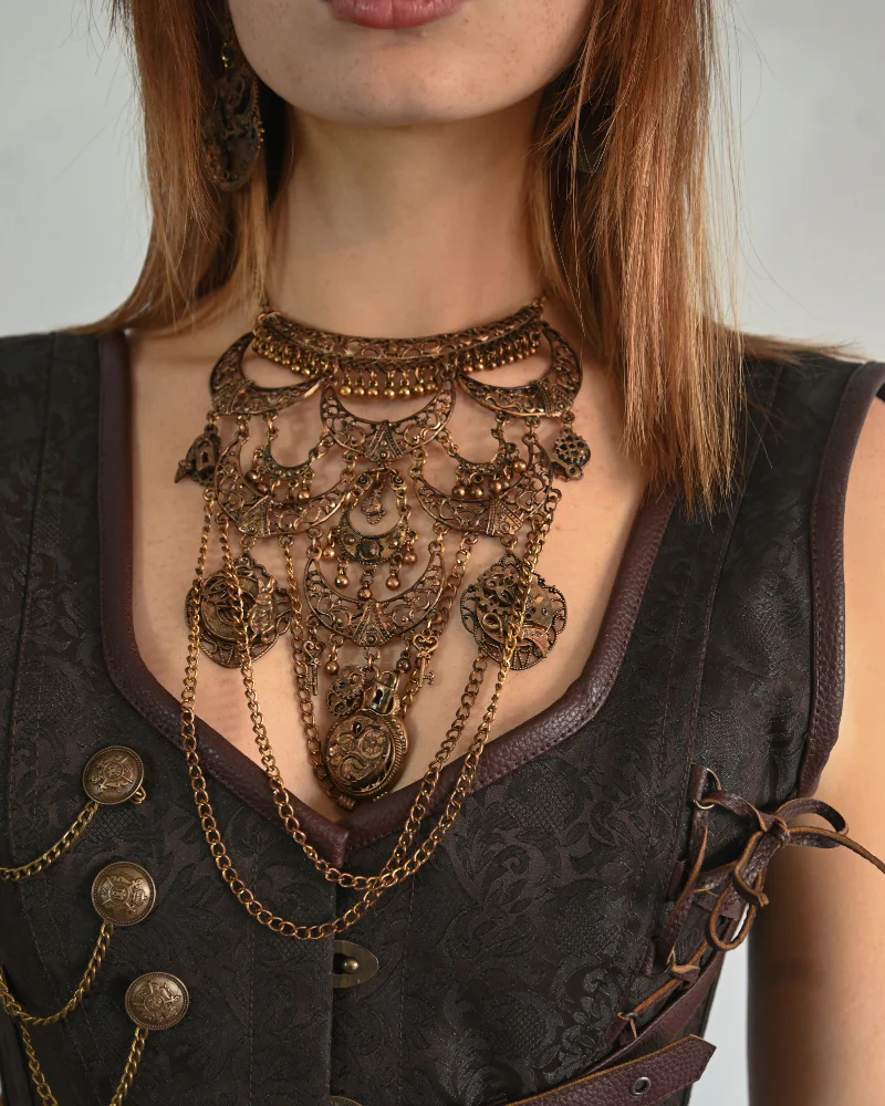 The Enchanted Timekeeper - Steampunk Necklace & Earring Set - Image 2