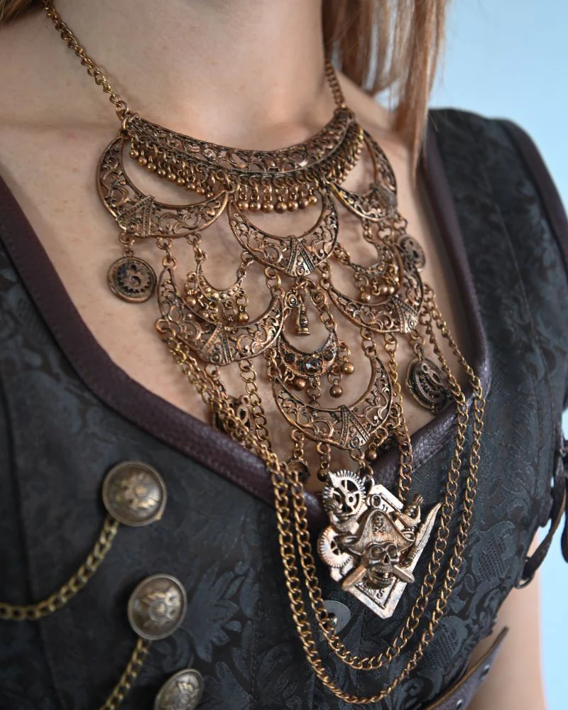 The Sky Pirate’s Sigil – Steampunk Pirate Necklace & Earrings Set