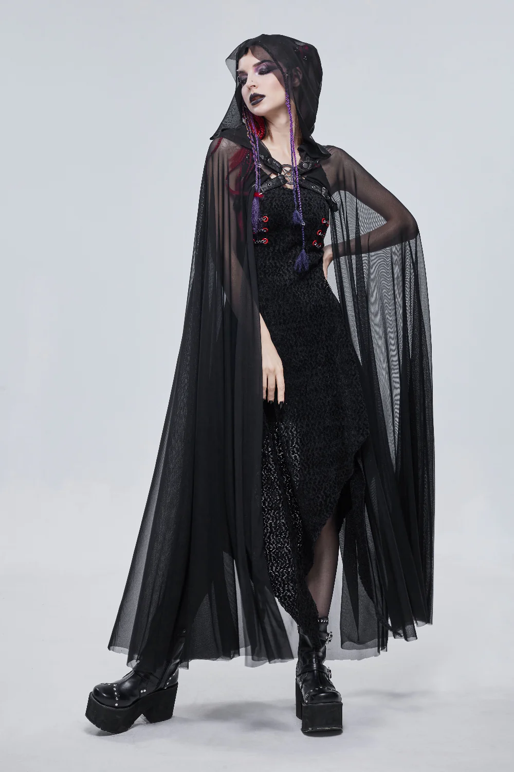 The Witch’s Circle – Pentagram Lace Cape - Image 3