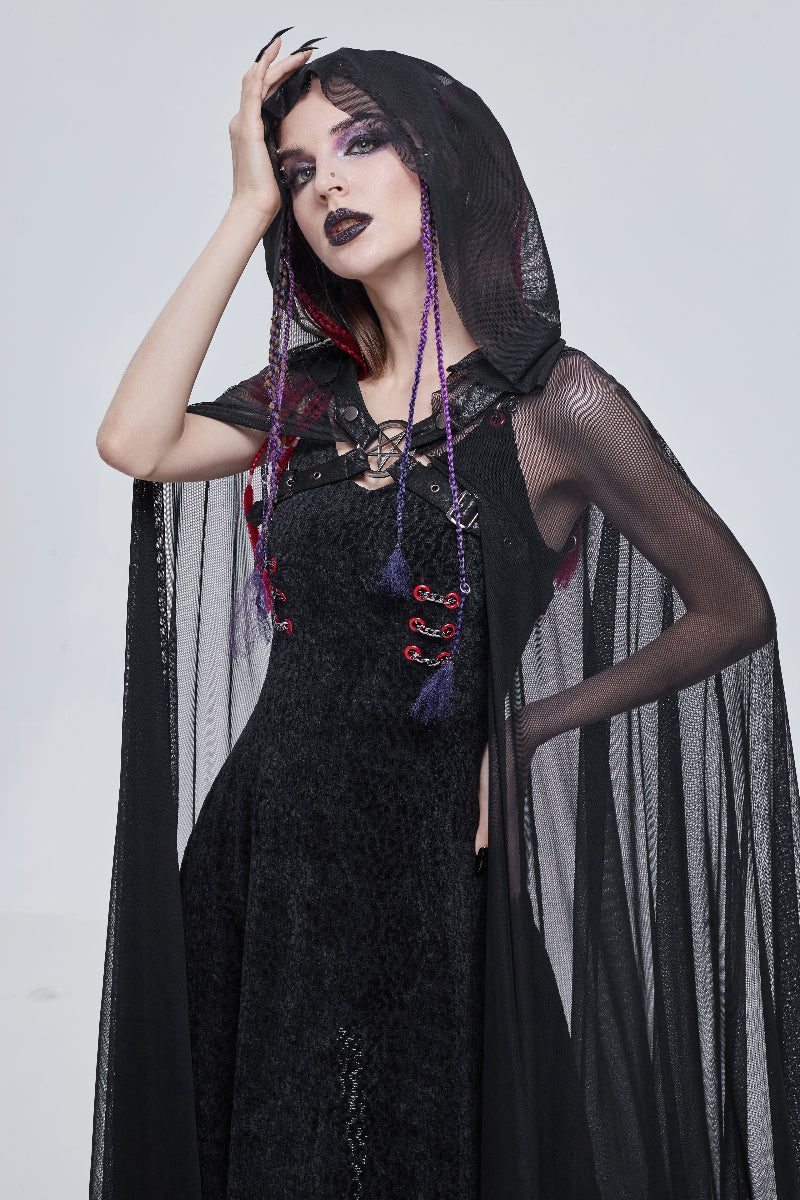 The Witch’s Circle – Pentagram Lace Cape - Image 4