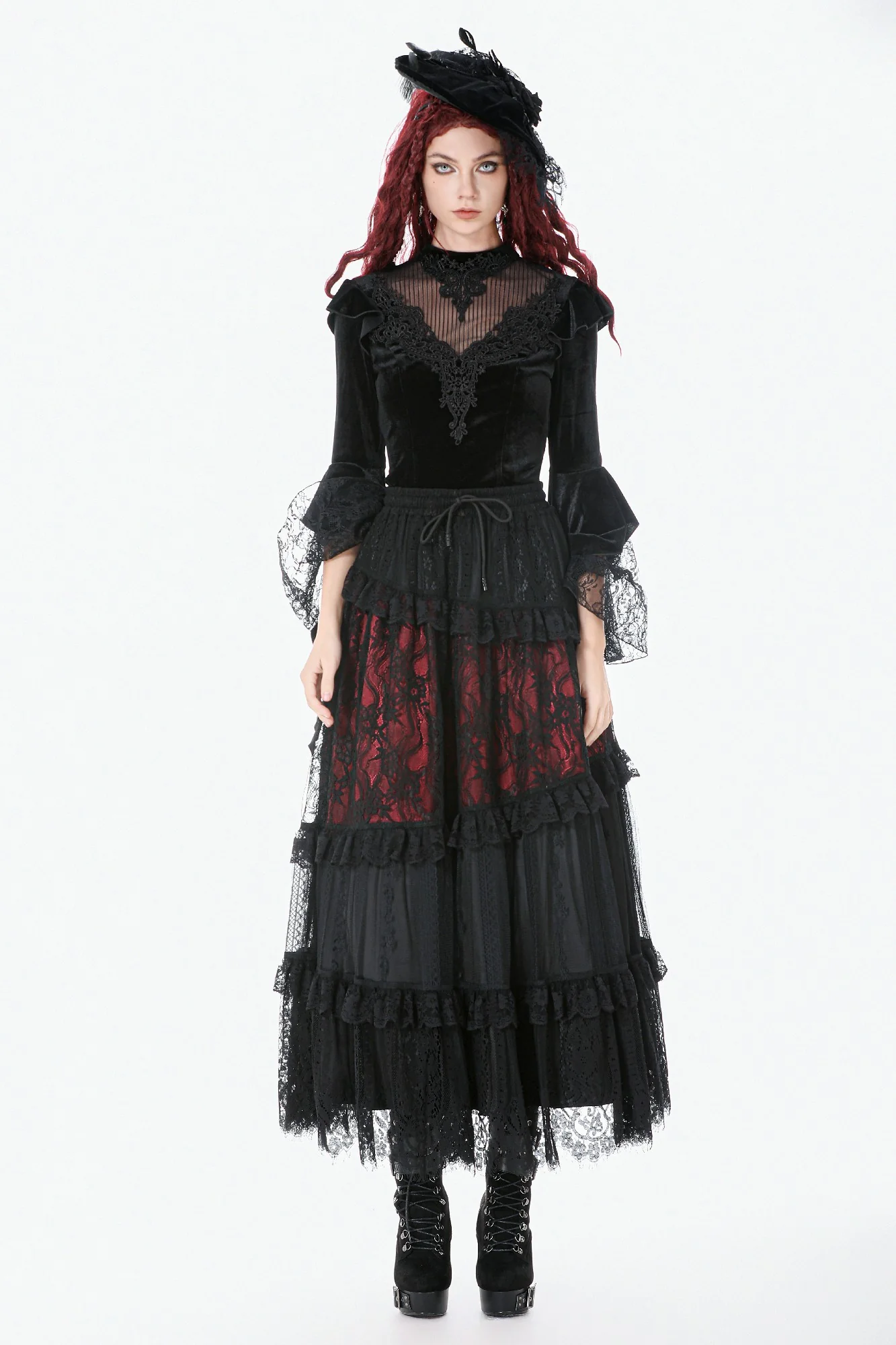 Victorian High-Neck Velvet Bodice Top - Image 4