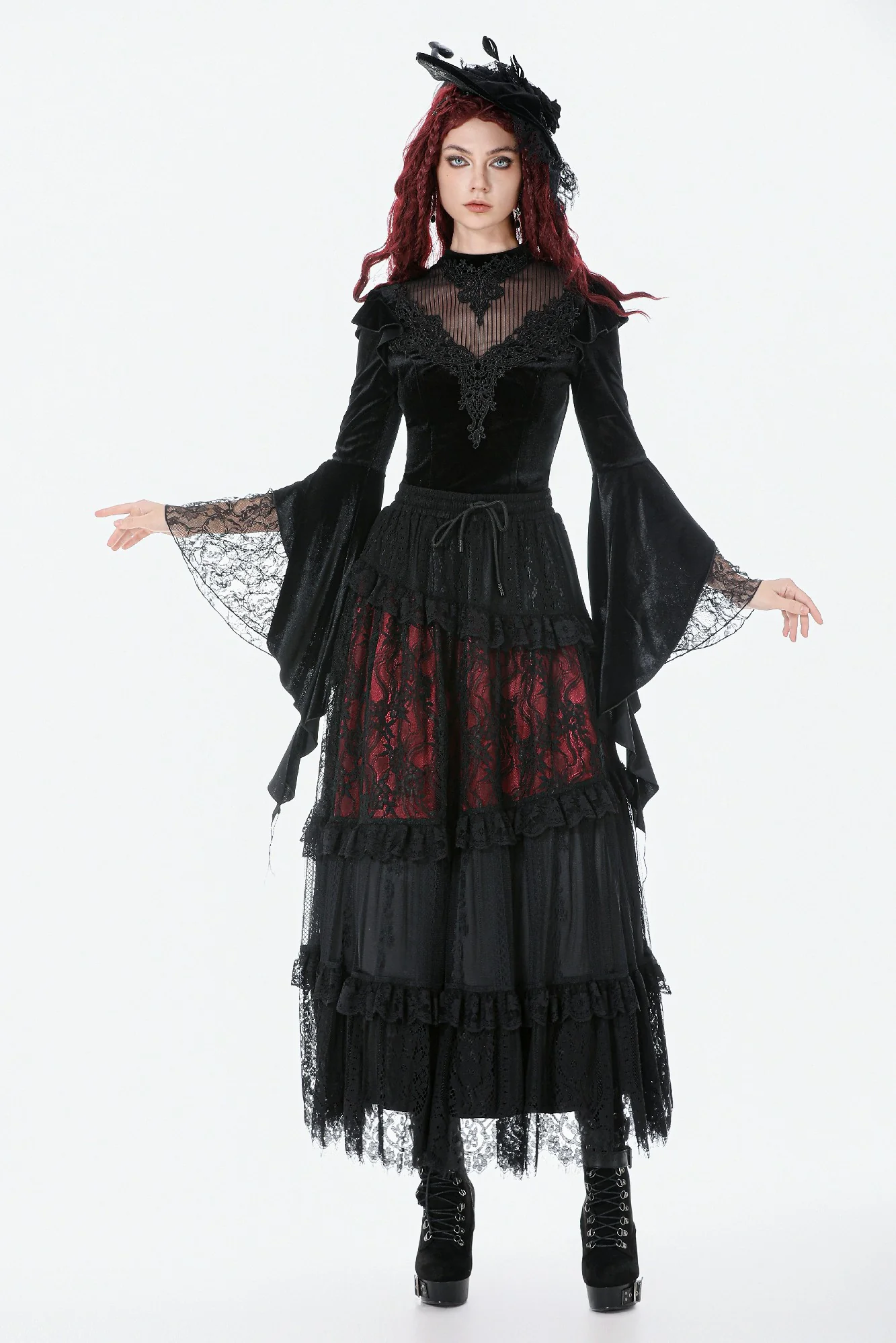 Victorian High-Neck Velvet Bodice Top - Image 5