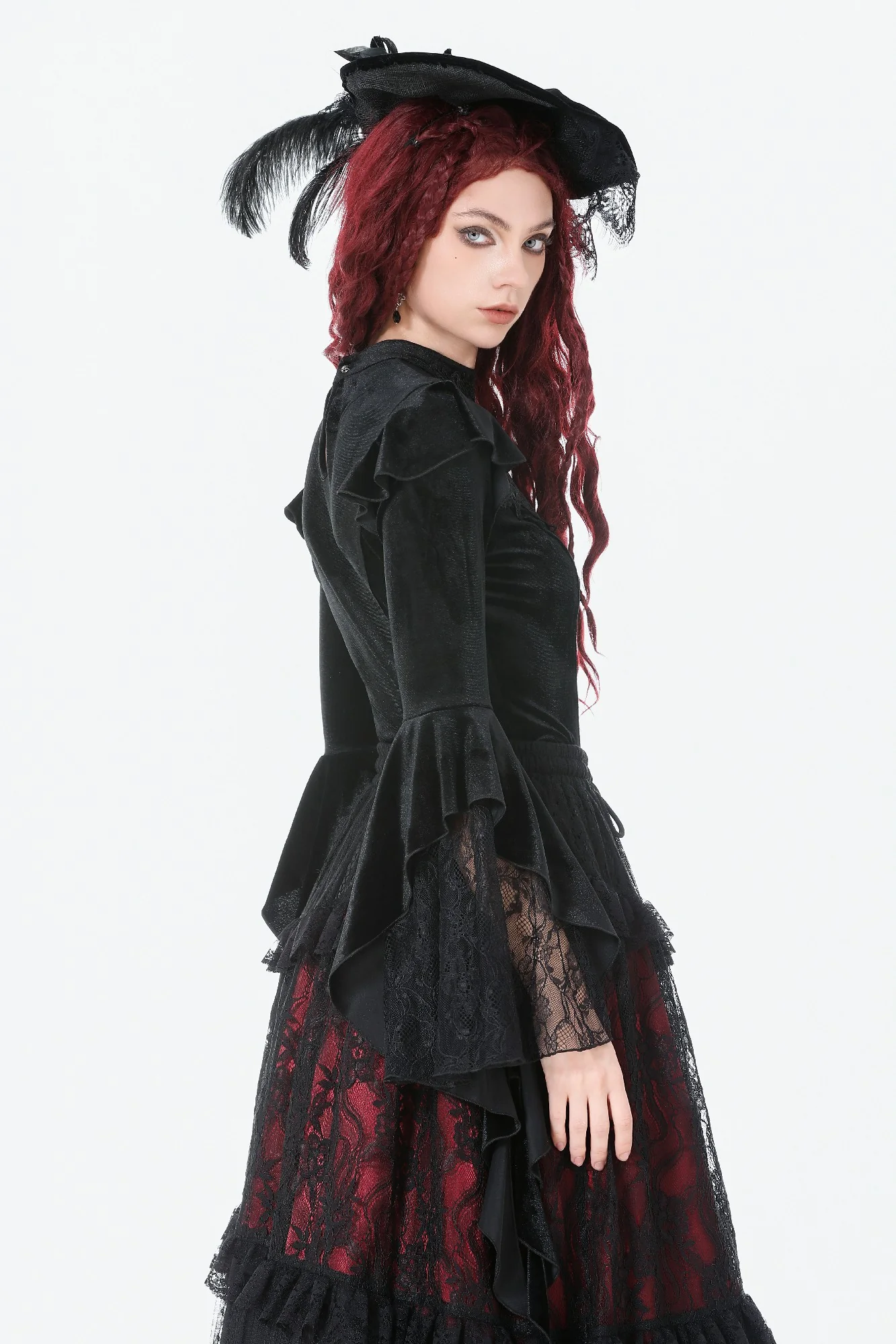 Victorian High-Neck Velvet Bodice Top - Image 8