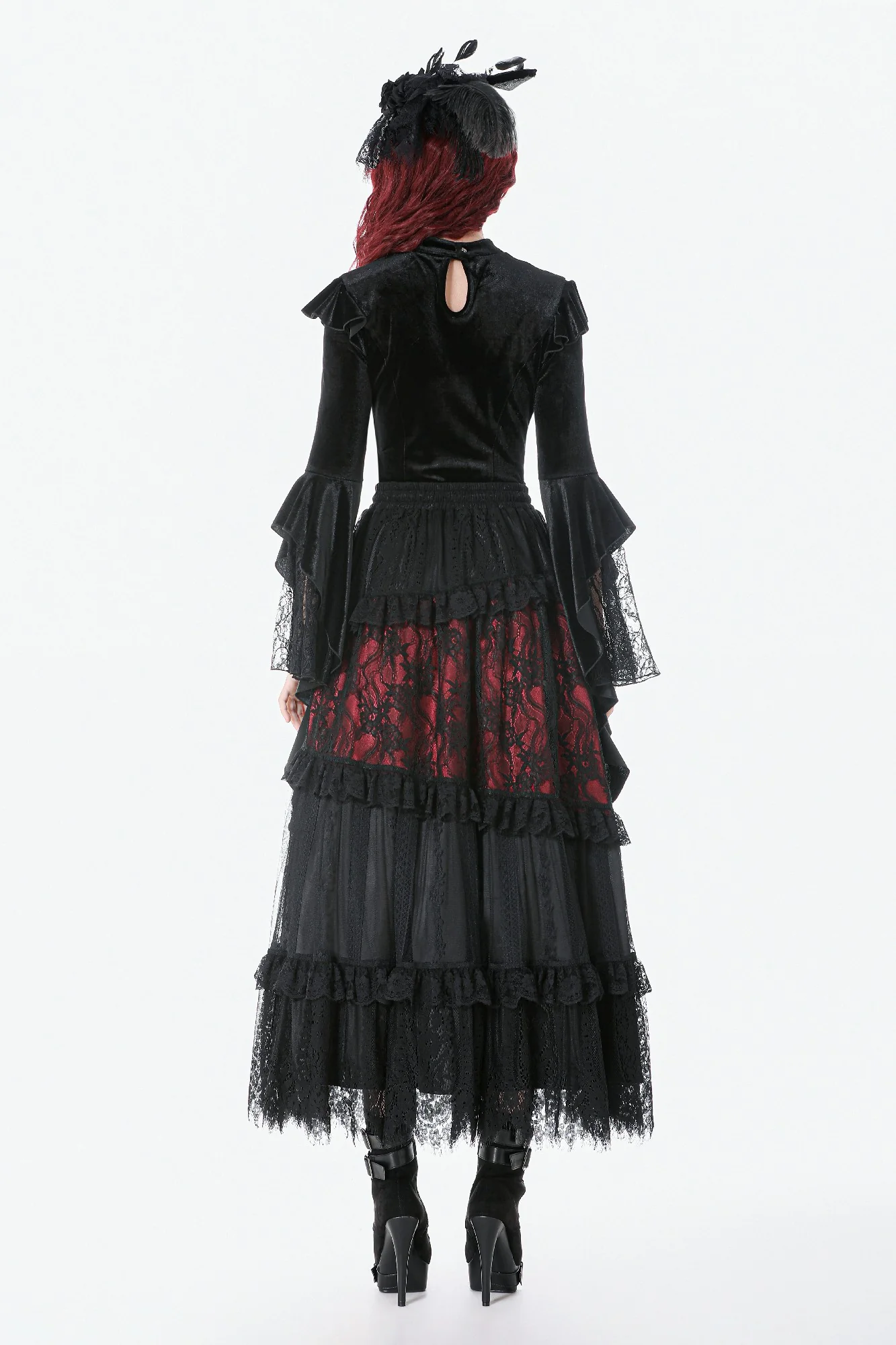Victorian High-Neck Velvet Bodice Top - Image 9