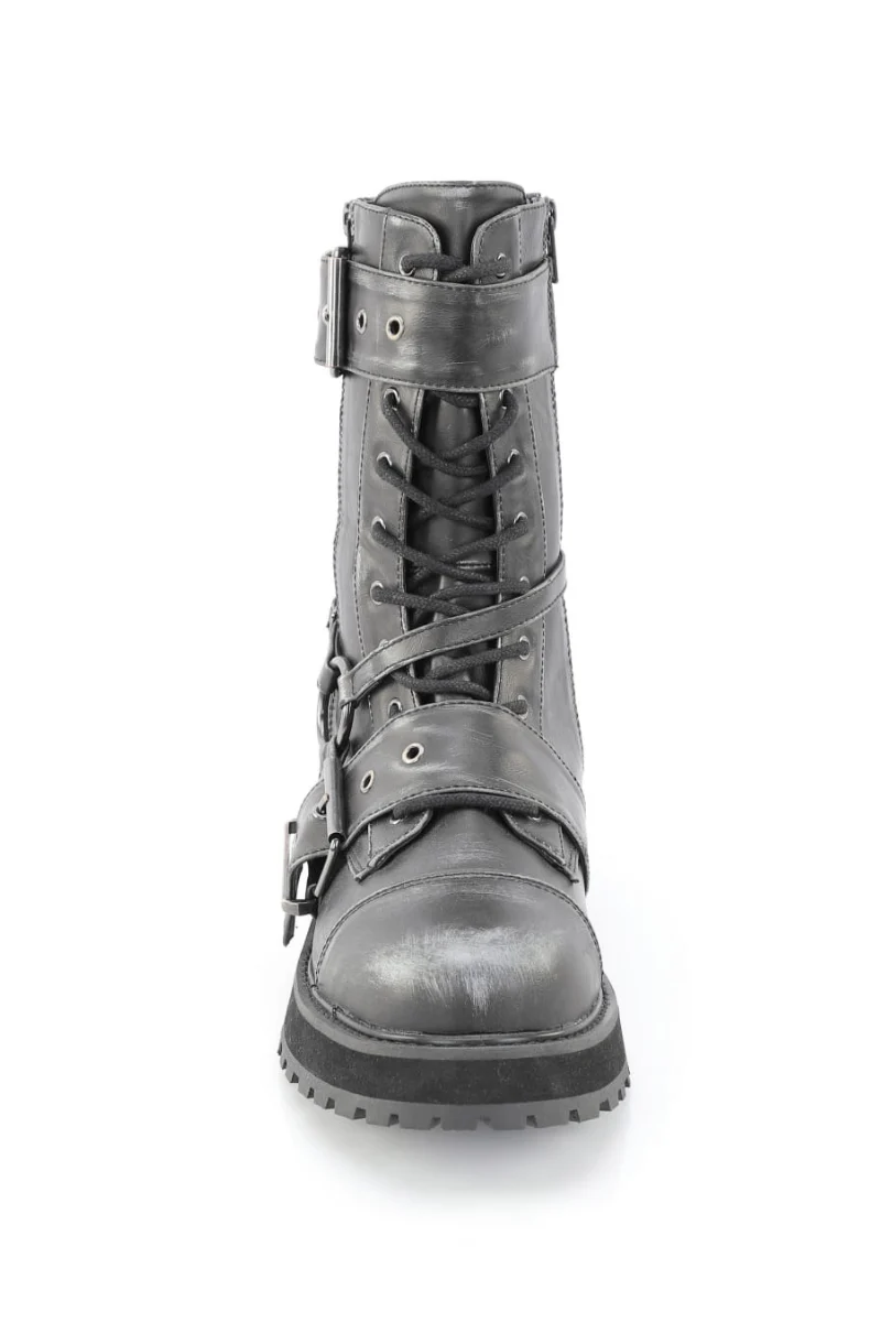 Valor-220 - Mid-Calf Silver Rub-Off Combat Boots - Unisex - Image 3