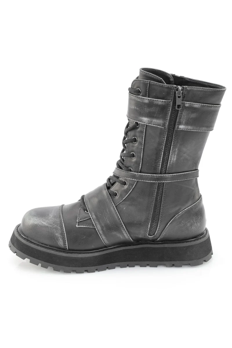 Valor-220 - Mid-Calf Silver Rub-Off Combat Boots - Unisex - Image 4