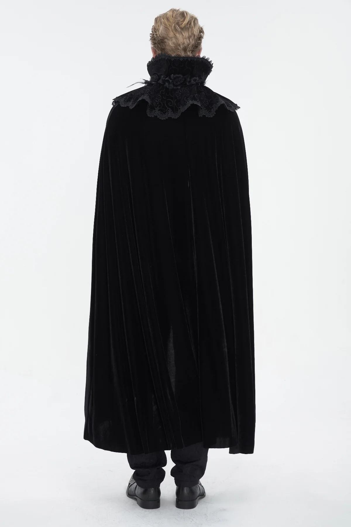 Gabriel – Men's High Collar Velvet Vampire Cloak - Image 4
