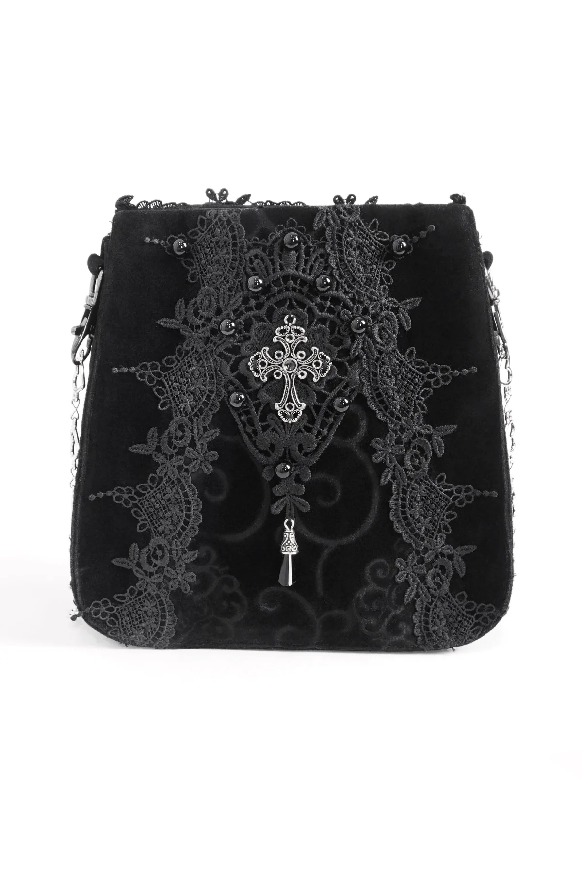 Pyra - Velvet Lace Gothic Cross Bag - Image 2