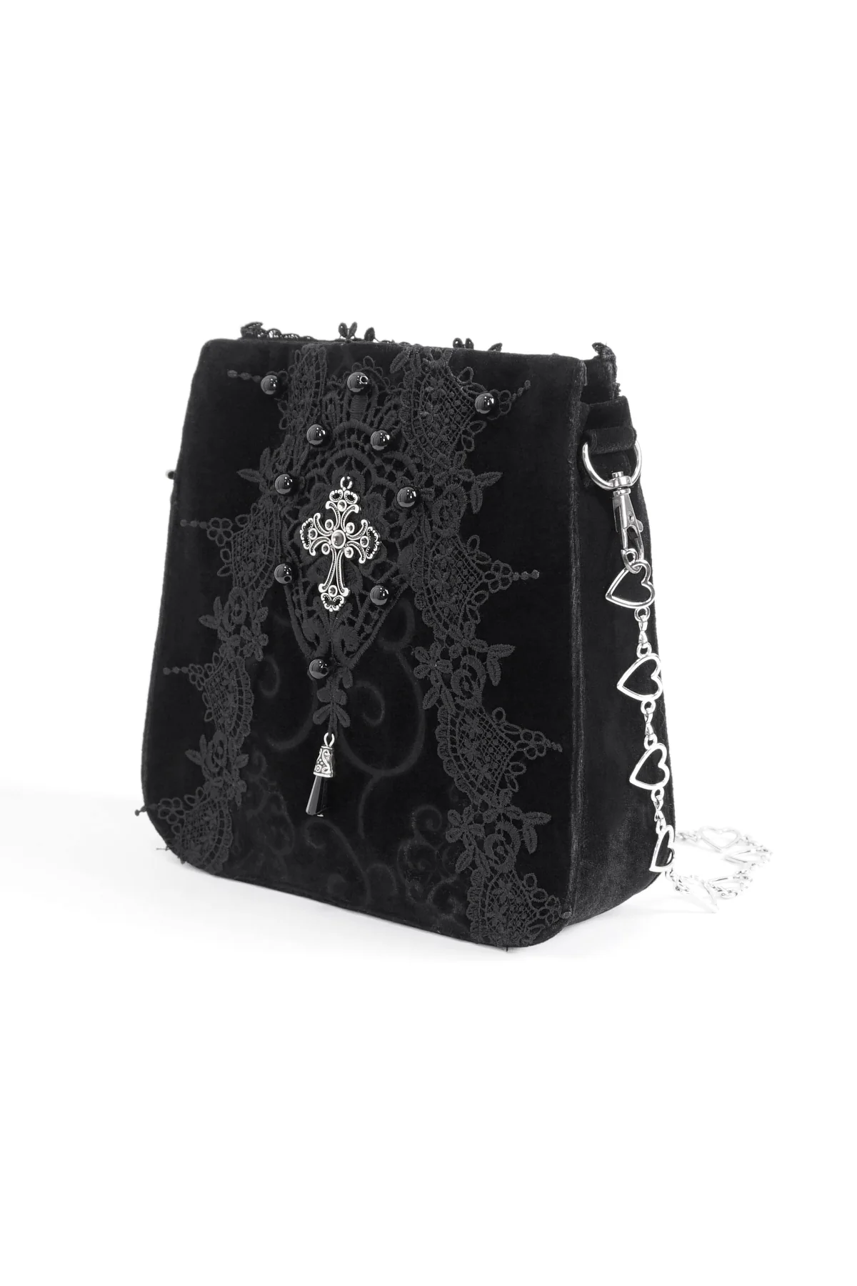 Pyra - Velvet Lace Gothic Cross Bag - Image 5