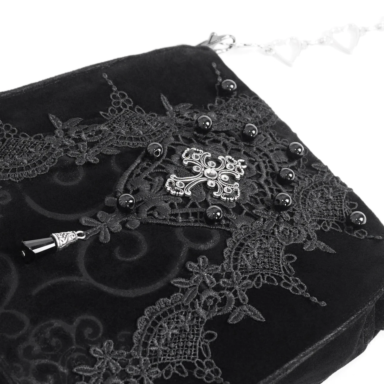 Pyra - Velvet Lace Gothic Cross Bag - Image 7