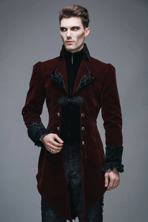 Victorian Gentleman Red Velvet Tailcoat - Image 2